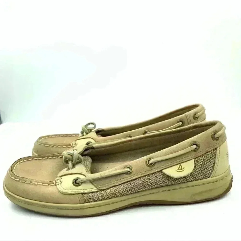 Sperry topsider flats 7.5 tan leather boat shoes - Picture 4 of 11